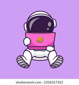 Cute Astronaut Playing Laptop Cartoon Vector Icon
Illustration. Science Technology Icon Concept Isolated
Premium Vector. Flat Cartoon Style
