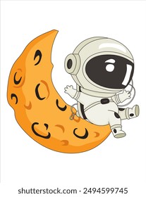 Cute astronaut playing in the moon