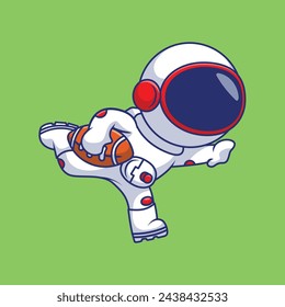 Cute Astronaut Playing Rugby Cartoon Vector Icons Illustration. Flat Cartoon Concept. Suitable for any creative project.