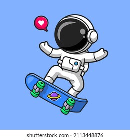 Cute Astronaut Playing Skateboard Cartoon Vector Icon
Illustration. Technology Sport Icon Concept Isolated Premium
Vector. Flat Cartoon Style
