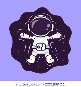 Astronauta Astronauta Cuidada Jugando Con Ilustración De Icono Del Vector De Caricatura De Puddle Espacial. Concepto de icono de la tecnología de la ciencia Vector Premium aislado. Estilo de dibujo plano