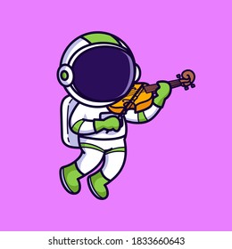 Cute astronaut playing violin illustration