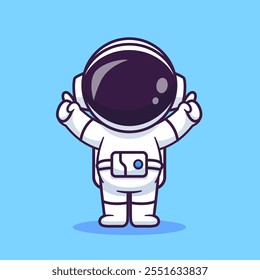 Cute Astronaut Pointing Cartoon Vector Icon Illustration. 
Science Technology Icon Concept Isolated Premium Vector. 
Flat Cartoon Style 