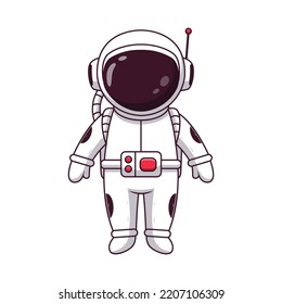 Cute Astronaut Posing. Astronaut Icon Concept. Flat Cartoon Style. Suitable for Web Landing Page, Banner, Flyer, Sticker, Card