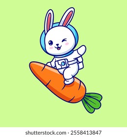 Cute Astronaut Rabbit Riding Carrot Rocket Cartoon Vector 
Icon Illustration. Animal Food Icon Concept Isolated Premium 
Vector. Flat Cartoon Style 