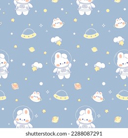 Cute astronaut rabbit seamless pattern for baby pattern wallpaper