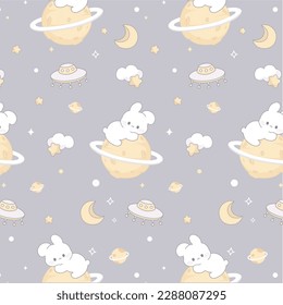 Cute astronaut rabbit seamless pattern for baby pattern wallpaper