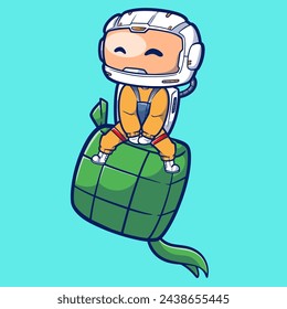 Cute Astronaut Ramadan Kareem. Vector Illustration