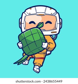 Cute Astronaut Ramadan Kareem. Vector Illustration