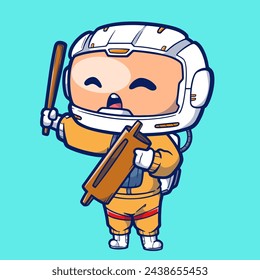 Cute Astronaut Ramadan Kareem. Vector Illustration
