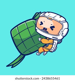 Cute Astronaut Ramadan Kareem. Vector Illustration