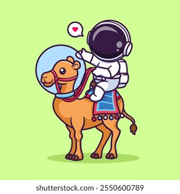 Cute Astronaut Riding Camel Astronauta Icono de Vector de dibujos animados 
Ilustración. Concepto de icono de animal de Ciencia aislado Premium 
Vector. Estilo plano de la historieta 