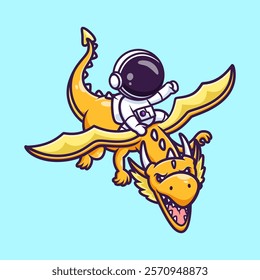 Cute Astronaut Riding Dragon Cartoon Vector Icon 
Illustration. Science Animal Icon Concept Isolated Premium 
Vector. Flat Cartoon Style 