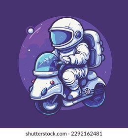 Cute astronaut riding electric car cartoon vector illustration Science and technology future icon