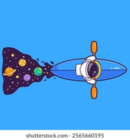 Cute Astronaut Riding Kayak On Space Cartoon Vector Icon 
Illustration. Science Sport Icon Concept Isolated Premium 
Vector. Flat Cartoon Style 