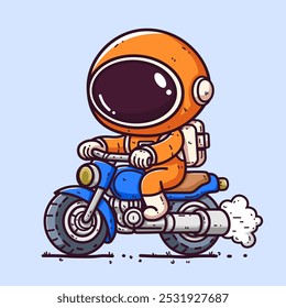 Cute Astronaut riding a motor bike