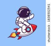 Cute Astronaut Riding Rocket Cartoon Vector Icon Illustration. Science Technology Icon Concept Isolated Premium Vector. Flat Cartoon Style