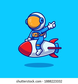 Ilustración del icono del vector de dibujos animados de astronauta. Concepto de icono de la tecnología de la ciencia Vector Premium aislado. Estilo de dibujo plano