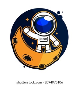 Cute Astronaut Riding Rocket Cartoon Vector Icon Illustration. Science Technology Icon Concept Isolated Premium Vector. Flat Cartoon Style