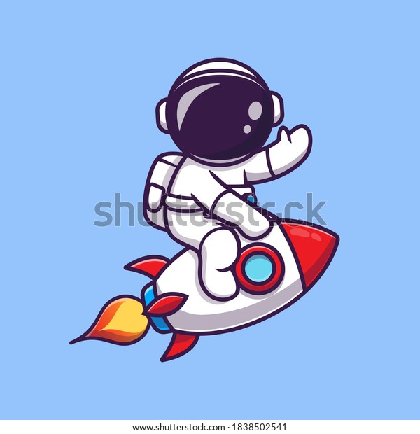 ロケットに乗るかわいい宇宙飛行士のベクター画像アイコンイラスト 科学技術のアイコンコンセプト 分離型プレミアムベクター画像 フラットカートーンスタイル のベクター画像素材 ロイヤリティフリー 1838502541