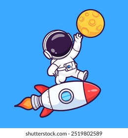 Cute Astronaut Riding Rocket Catching Moon Cartoon Vector
Icon Illustration. Science Technology Icon Concept Isolated
Premium Vector. Flat Cartoon Style