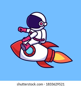 Reitrakete-Illustration des Cute-Astronauten