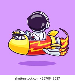 Cute Astronaut Riding Rocket Plane Cartoon Vector Icon 
Illustration. Science Technology Icon Concept Isolated 
Premium Vector. Flat Cartoon Style 