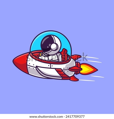 Cute Astronaut Riding Spaceship Rocket Cartoon Vector Icon
Illustration. Science Technology Icon Concept Isolated 
Premium Vector. Flat Cartoon Style