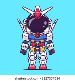 Cute Astronaut Robot Cartoon Vector Icon Illustration. Science Technology Icon Concept Isolated Premium Vector. Flat Cartoon Style