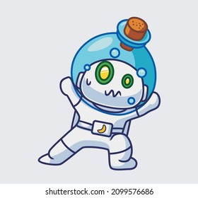 Cute Astronaut Robot Head Stuck In A Bottle