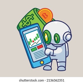 cute astronaut robot investing trading earn money. Isolated cartoon person illustration. Flat Style suitable for Sticker Icon Design Premium Logo vector
