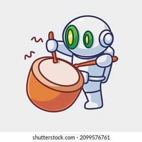 cute astronaut robot playing a drum