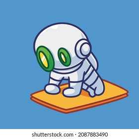 Cute astronaut robot push up. Isolated cartoon person sports illustration. Flat Style suitable for Sticker Icon Design Premium Logo vector. Mascot character