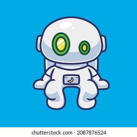 Cute astronaut robot sitting alone. Isolated cartoon person Christmas illustration. Flat Style suitable for Sticker Icon Design Premium Logo vector. Mascot character