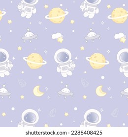 Nahtloses Muster des Cute-Astronauten für Babytrappchen