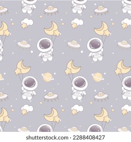 Cute astronaut seamless pattern for baby pattern wallpaper