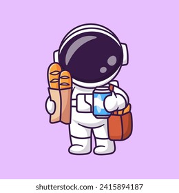 Cute Astronaut Shopping Groceries Cartoon Vector Icon
Illustration. Science Food Icon Concept Isolated Premium
Vector. Flat Cartoon Style