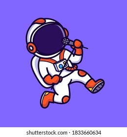 Cute astronaut singing vector illustration