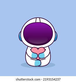 cute astronaut sit and hug a heart