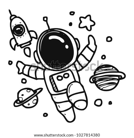 Cute Astronaut Sketch Stock Vector (Royalty Free) 1027814380 - Shutterstock