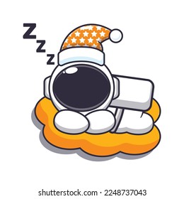 Cute astronaut sleep cartoon vector illustration.