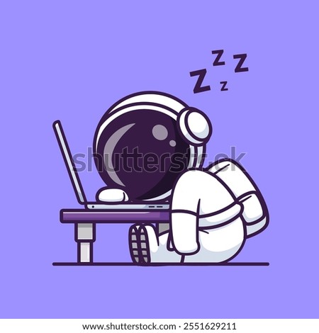 Cute Astronaut Sleeping On Laptop Cartoon Vector Icon 
Illustration. Science Technology Icon Concept Isolated 
Premium Vector. Flat Cartoon Style 