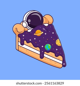 Cute Astronaut Sleeping On Pie Cake Space Cartoon Vector 
Icon Illustration. Science Food Icon Concept Isolated Premium 
Vector. Flat Cartoon Style 