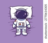 Cute Astronaut Sleeping on Pillow Concept Vector Illustration