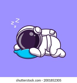 Cute Astronautenschlafen auf Kissen Cartoon Vektorsymbol Illustration. Science Technology Icon Konzept isolierter Premium-Vektorgrafik. Flachbildkartonstil