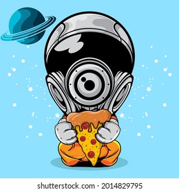 CUTE ASTRONAUT WITH SLICE OF PIZZA