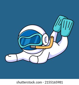 Cute Astronaut Snorkeling Cartoon Design