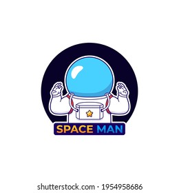 Cute astronaut with space background logo