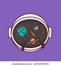 Cute Astronaut Space Helmet Cartoon Vector Icon Illustration. Science Technology Icon Concept Isolated Premium Vector. Flat Cartoon Style