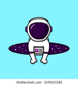 Cute Astronaut In Space Hole Cartoon Vector Icon Illustration. Flat Cartoon Concept